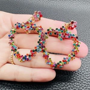 Gorgeous Betsey Johnson Multi Color Heart Earrings
